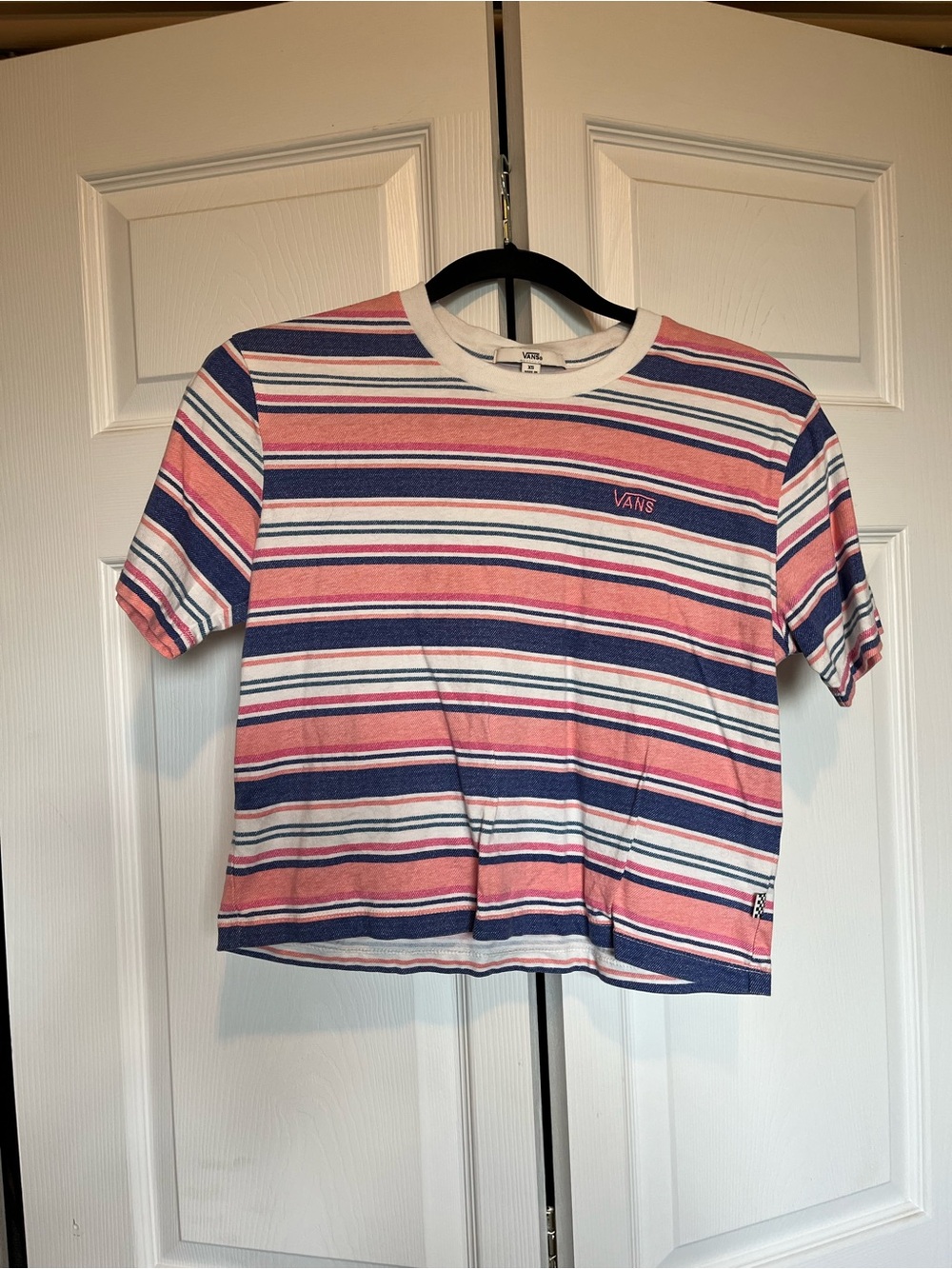 Vans Striped Pink, Navy & White Cropped Tee